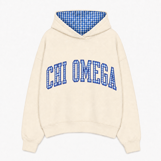 Chi Omega Gingham Hoodie
