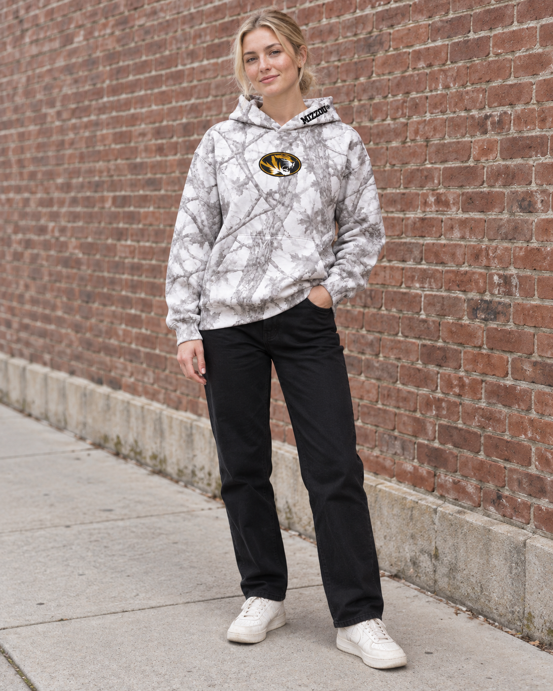 Mizzou® White Woodland Camo Embroidery Hoodie