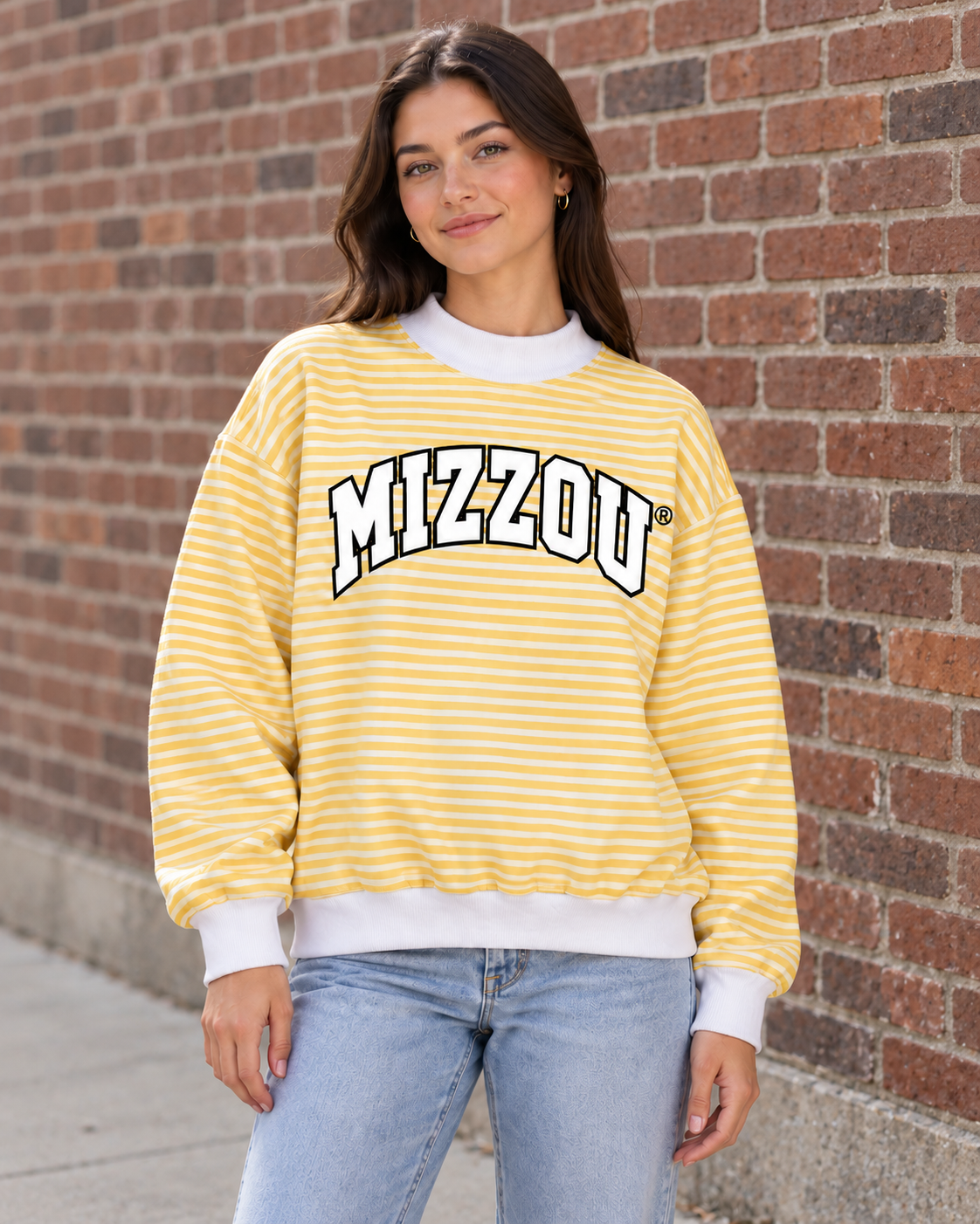 Mizzou Striped Mock Neck