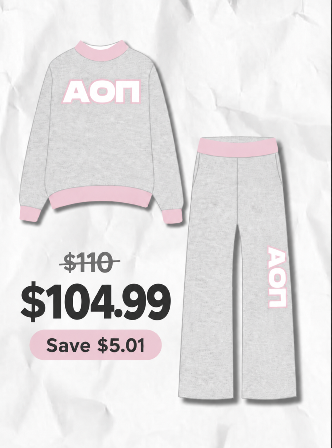 Premium Alpha Omicron Pi Waterloo Embroidery Mock Neck Sets