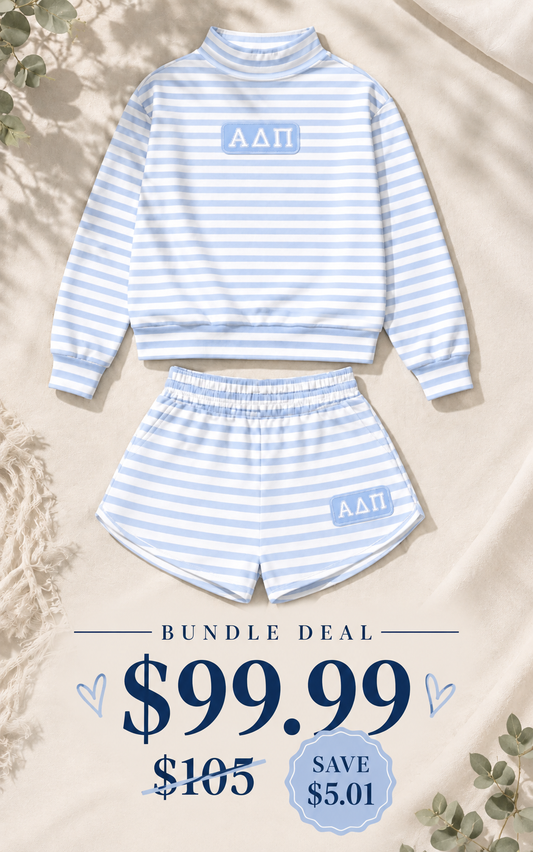 Premium Alpha Delta Pi Louisiana Lafayette Embroidery Mock Neck Sets