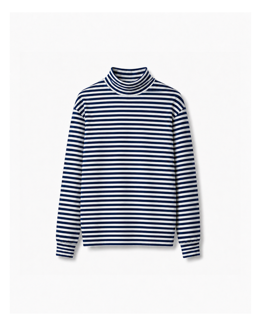 Striped Mock Neck Sweater